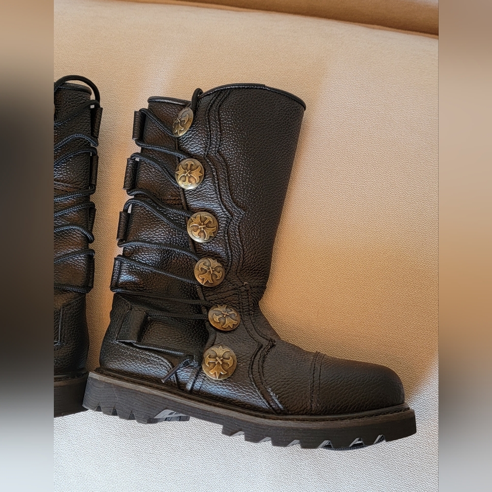 Andar Lace-up Boots Black Combat Steampunk Renaissance Cosplay - Worn Once! - Picture 4 of 10
